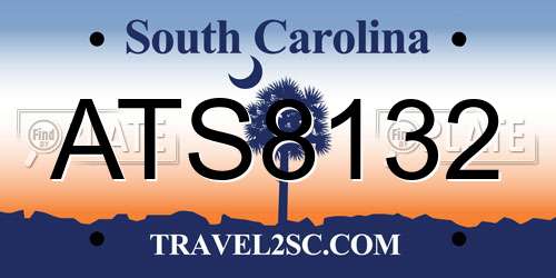 ATS8132 South Carolina License Plate
