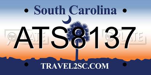 ATS8137 South Carolina License Plate