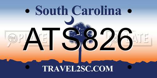 ATS826 South Carolina License Plate