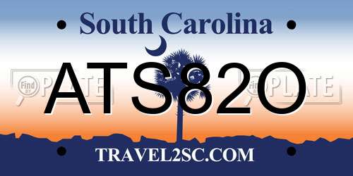 ATS82O South Carolina License Plate