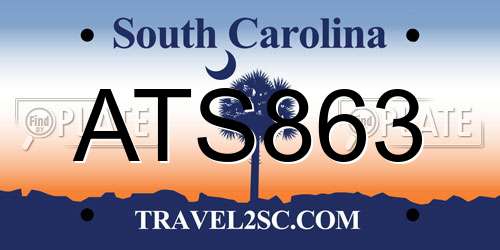 ATS863 South Carolina License Plate