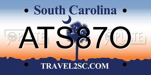 ATS87O South Carolina License Plate