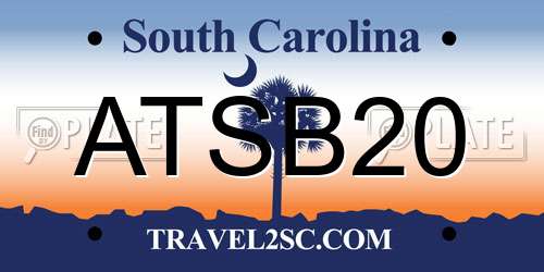 ATSB20 South Carolina License Plate