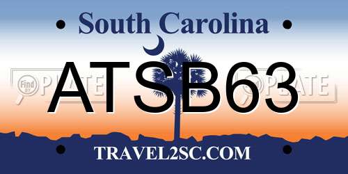 ATSB63 South Carolina License Plate