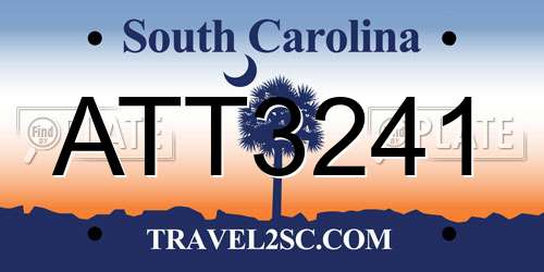 ATT3241 South Carolina License Plate