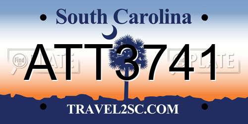 ATT3741 South Carolina License Plate