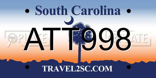 ATT998 South Carolina License Plate