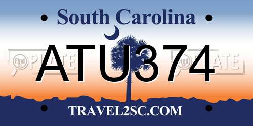 ATU374 South Carolina License Plate