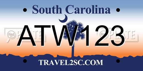 ATW123 South Carolina License Plate