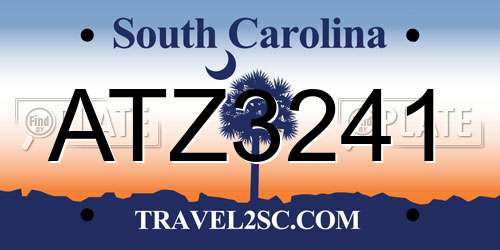 ATZ3241 South Carolina License Plate