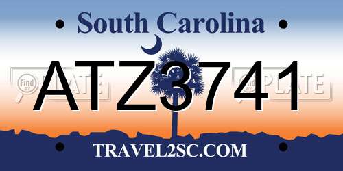 ATZ3741 South Carolina License Plate