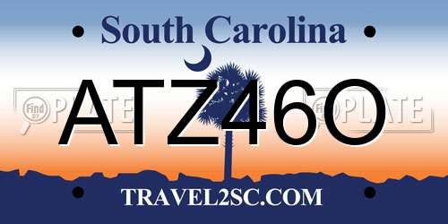 ATZ46O South Carolina License Plate