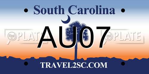 AU07 South Carolina License Plate