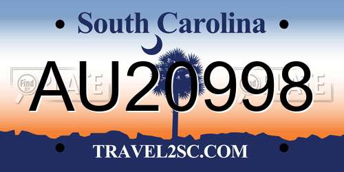 AU20998 South Carolina License Plate