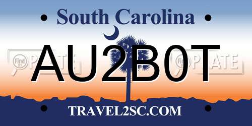AU2B0T South Carolina License Plate