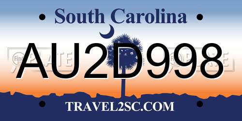 AU2D998 South Carolina License Plate