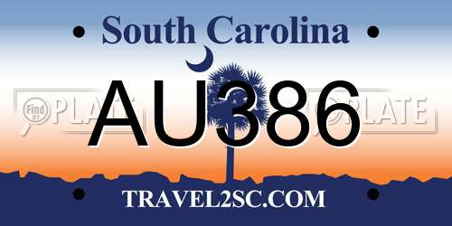 AU386 South Carolina License Plate