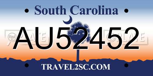 AU52452 South Carolina License Plate
