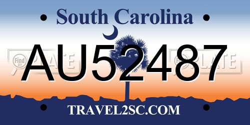 AU52487 South Carolina License Plate