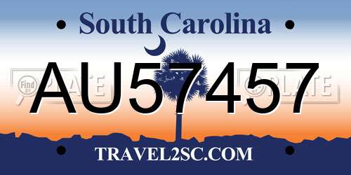 AU57457 South Carolina License Plate