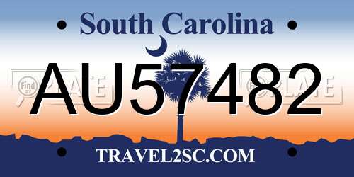 AU57482 South Carolina License Plate