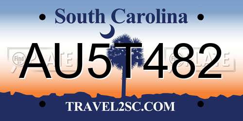 AU5T482 South Carolina License Plate