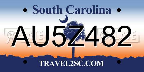 AU5Z482 South Carolina License Plate