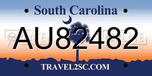AU82482 South Carolina License Plate