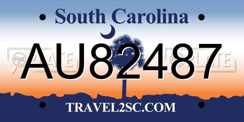 AU82487 South Carolina License Plate