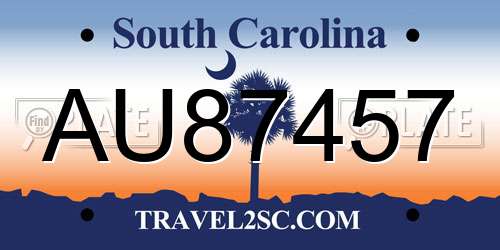 AU87457 South Carolina License Plate