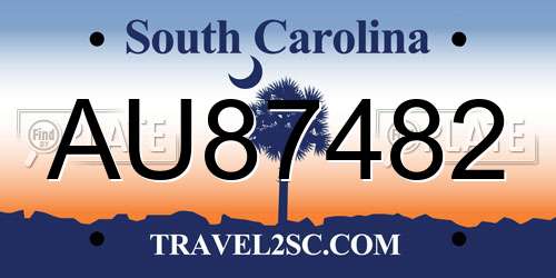 AU87482 South Carolina License Plate