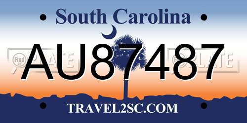 AU87487 South Carolina License Plate