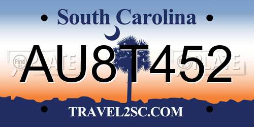 AU8T452 South Carolina License Plate