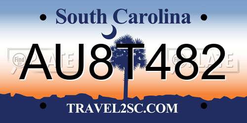 AU8T482 South Carolina License Plate