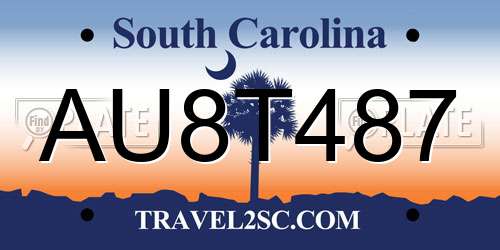 AU8T487 South Carolina License Plate
