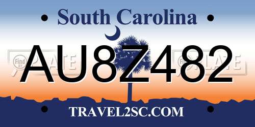 AU8Z482 South Carolina License Plate