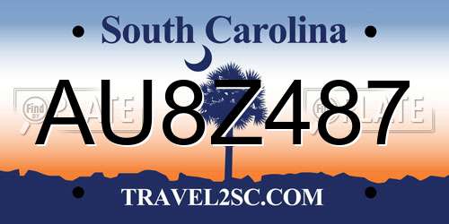 AU8Z487 South Carolina License Plate