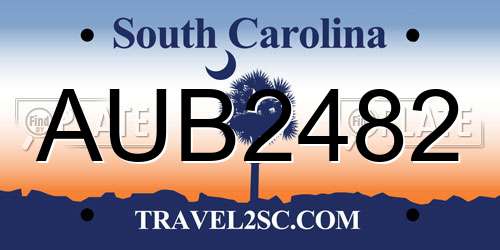 AUB2482 South Carolina License Plate