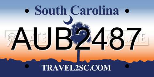 AUB2487 South Carolina License Plate