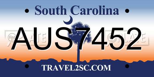 AUS7452 South Carolina License Plate