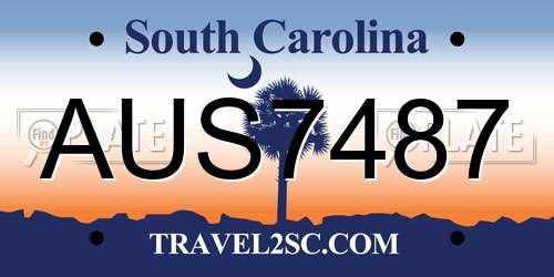AUS7487 South Carolina License Plate