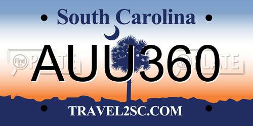 AUU360 South Carolina License Plate