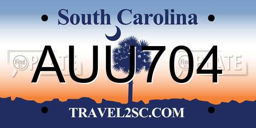 AUU704 South Carolina License Plate