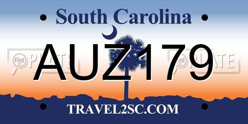 AUZ179 South Carolina License Plate