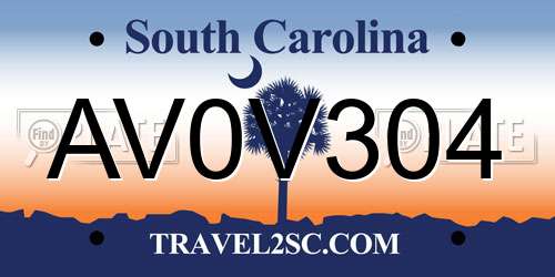 AV0V304 South Carolina License Plate