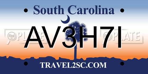 AV3H7I South Carolina License Plate