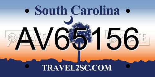 AV65156 South Carolina License Plate
