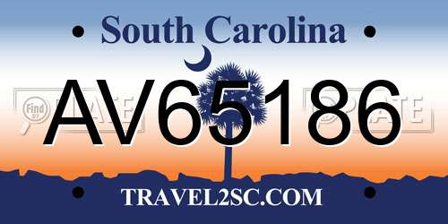 AV65186 South Carolina License Plate