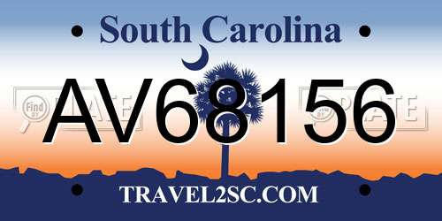 AV68156 South Carolina License Plate