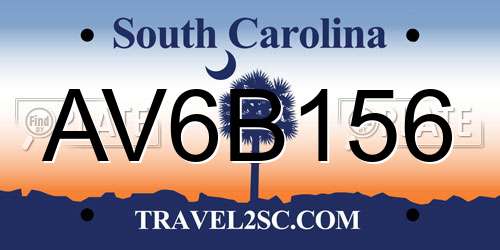 AV6B156 South Carolina License Plate